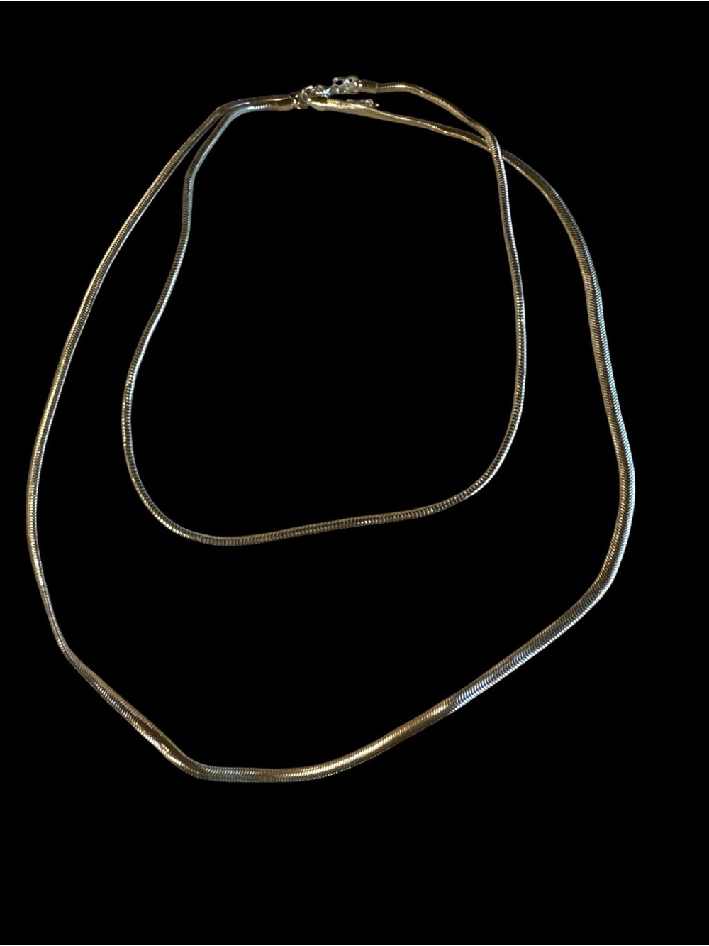 Classic lightweight Silver tone Snake Double Necklace - see pics